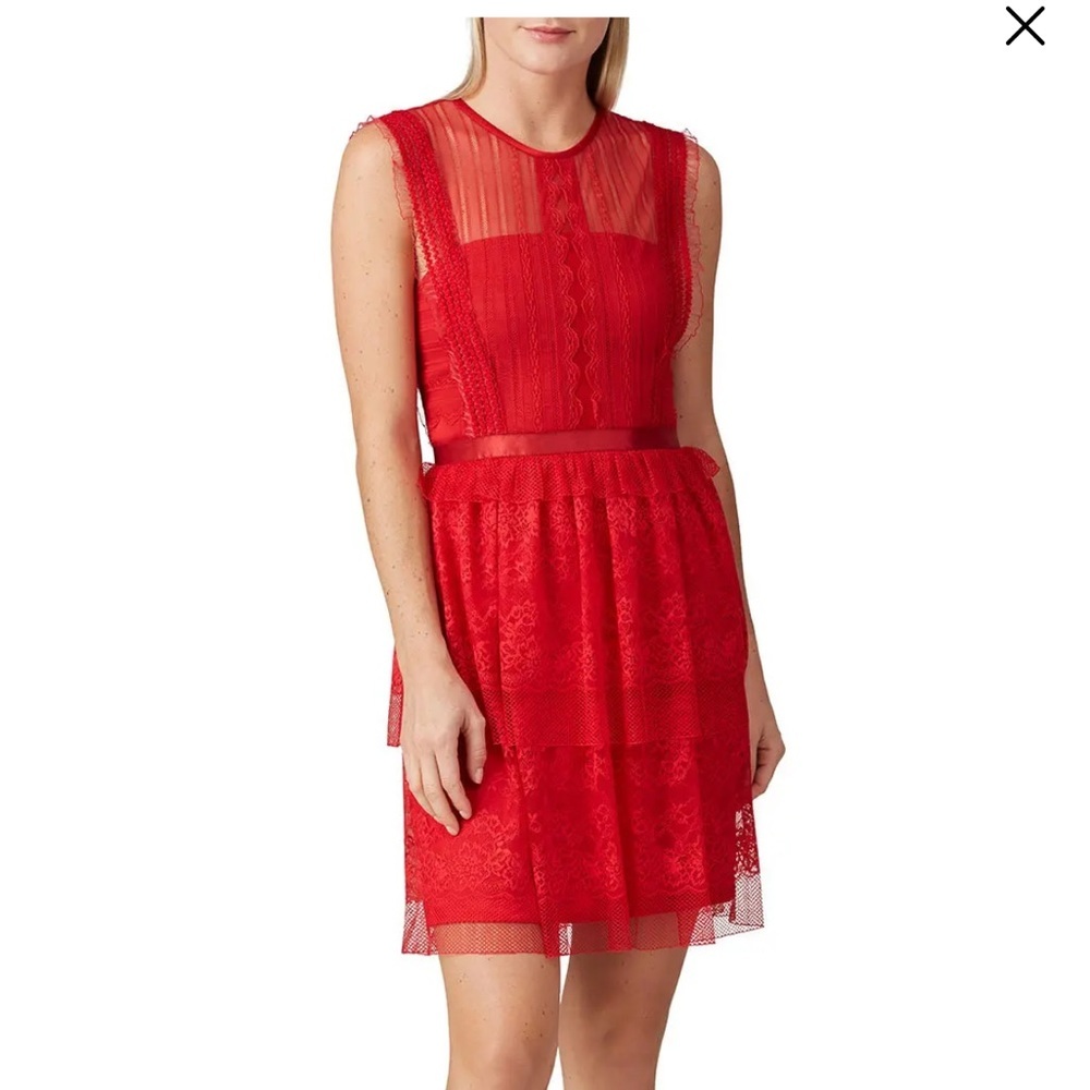 Three Floor Red Tiered Fearless Dress - Size 4/XS